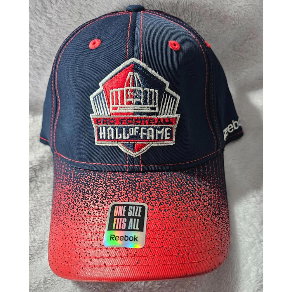 Reebok NFL Hall of Fame Hat Cap Adult Navy Blue & Red Canton Ohio Patch Shield